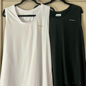 Columbia Women's Tank Tops - Classic Black and White. 2 tops included both 1X
